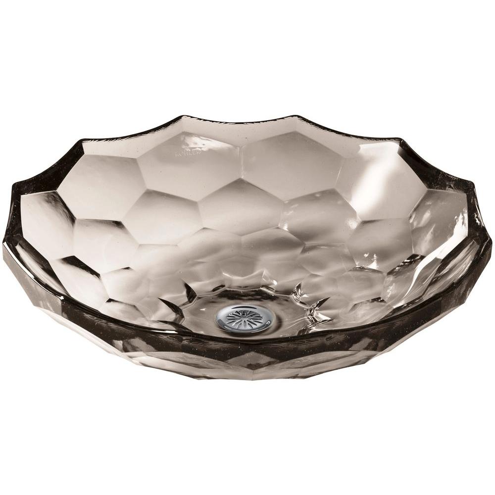 KOHLER Briolette Glass Vessel Sink in Translucent Doe