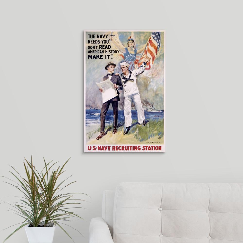 Greatbigcanvas U S Navy Recruiting Station Vintage Poster By