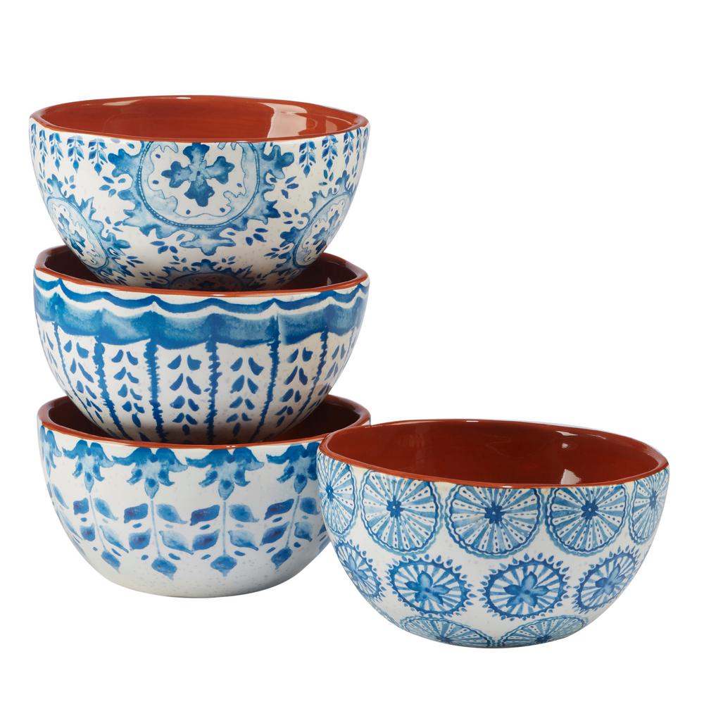 4 Set Certified International Valencia 9.25in Soup Pasta Ceramic Serving Bowls