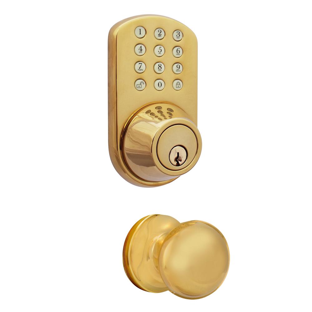 Milocks Polished Brass Keyless Entry Deadbolt And Door Knob Lock