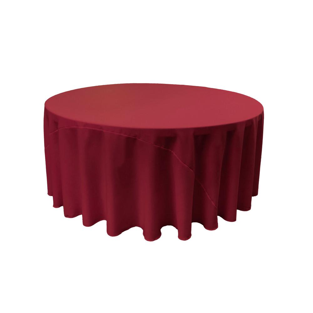 La Linen 120 In Round Cranberry Polyester Poplin Tablecloth La Linen 120 In Round Cranberry Polyester Poplin Tablecloth