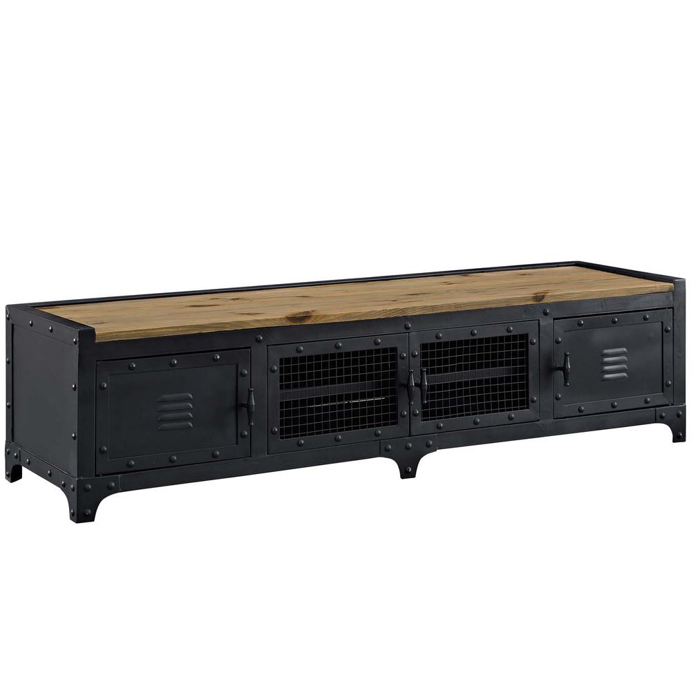 MODWAY Dungeon 63 in. Black Metal TV Stand Fits TVs Up to 60 in. with