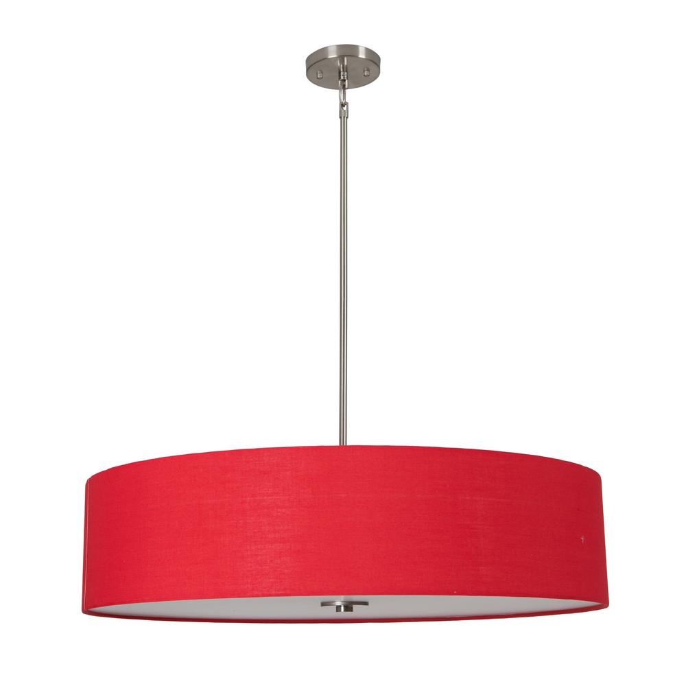 Yosemite Home Decor Lyell Forks Family 5 Light Satin Steel Pendant With Chili Pepper Red Fabric Shade
