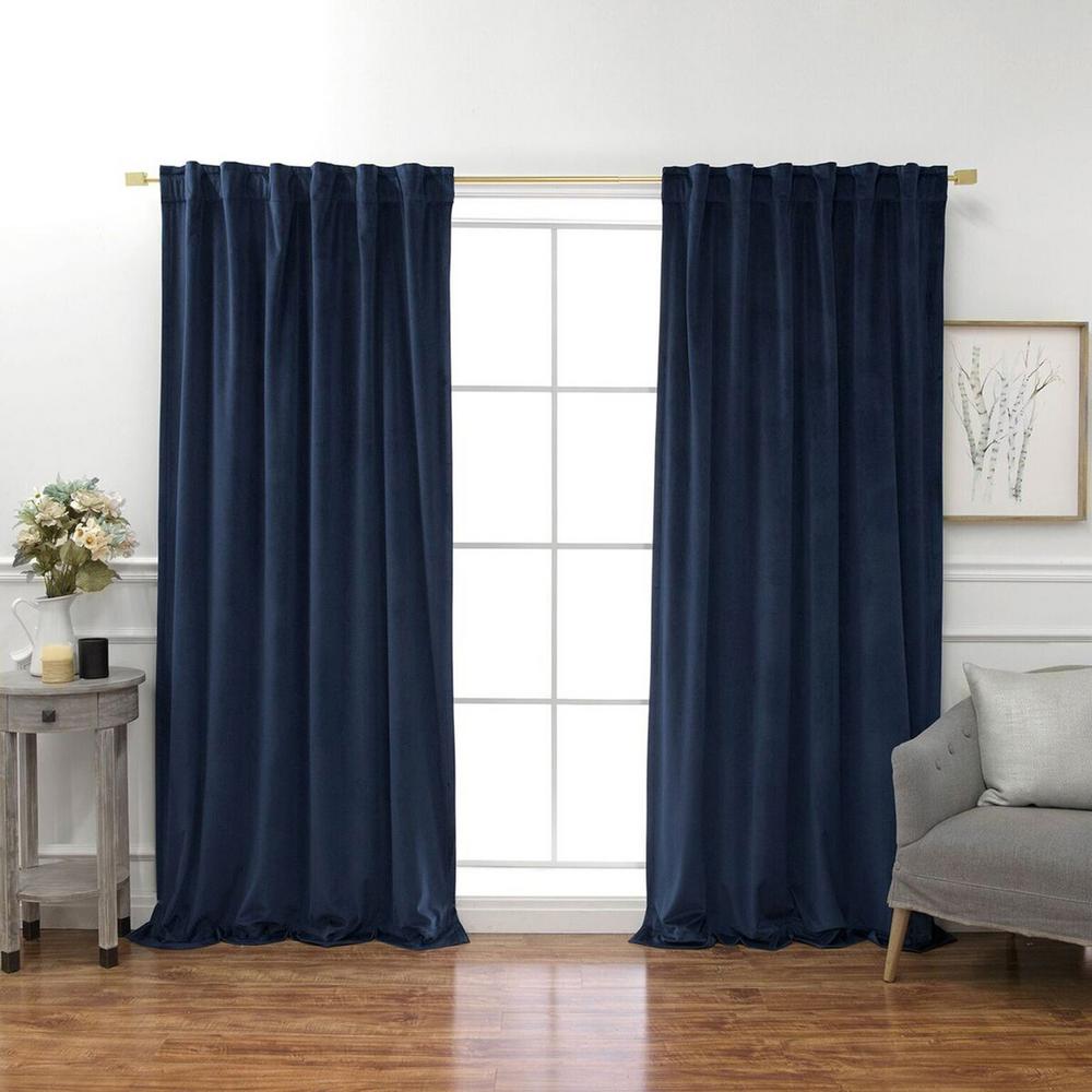 Best Home Fashion Navy 96 In L Room Darkening Luster Velvet Rod