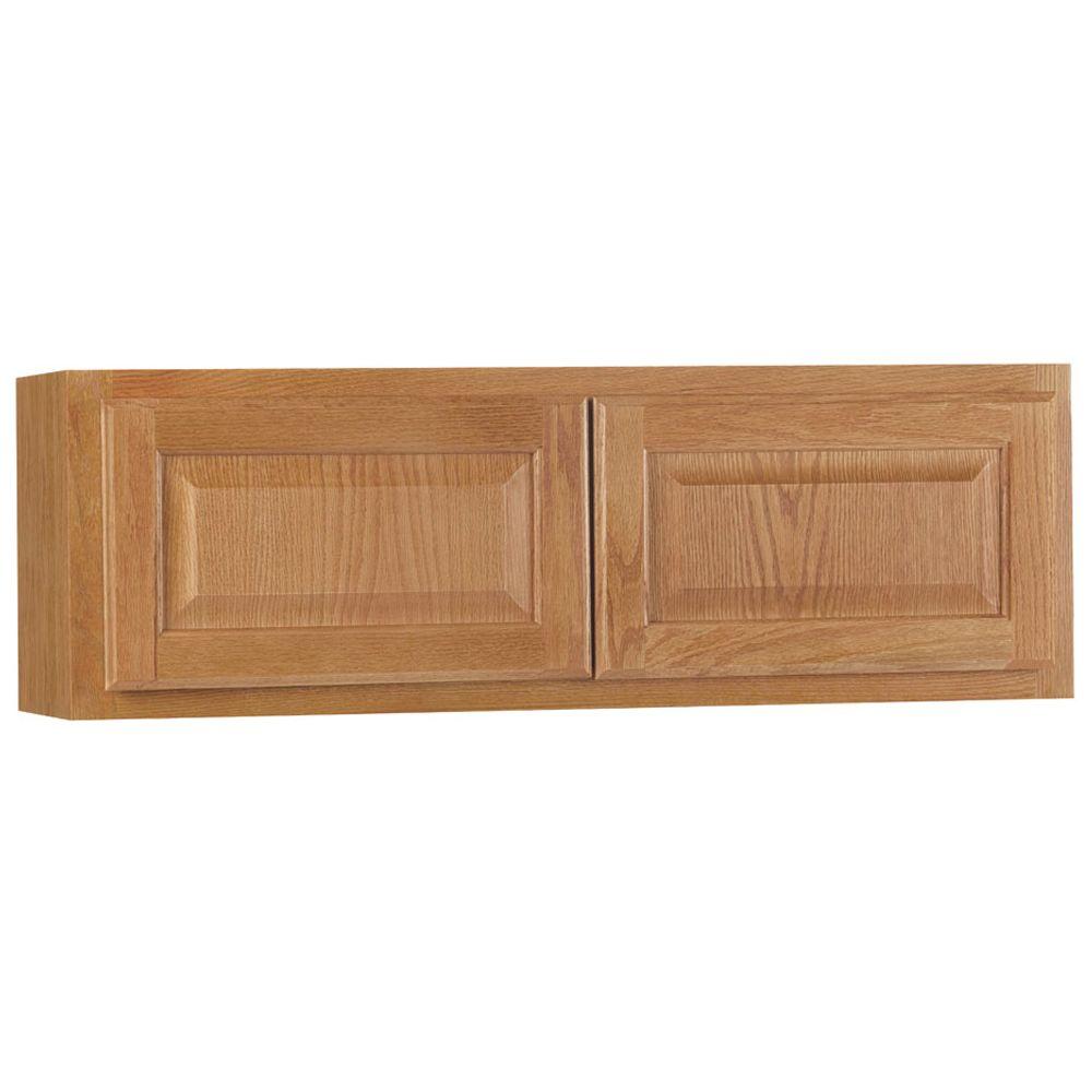 Hampton Bay Hampton Assembled 36x12x12 In Wall Bridge Kitchen Cabinet In Medium Oak Kw3612 Mo The Home Depot