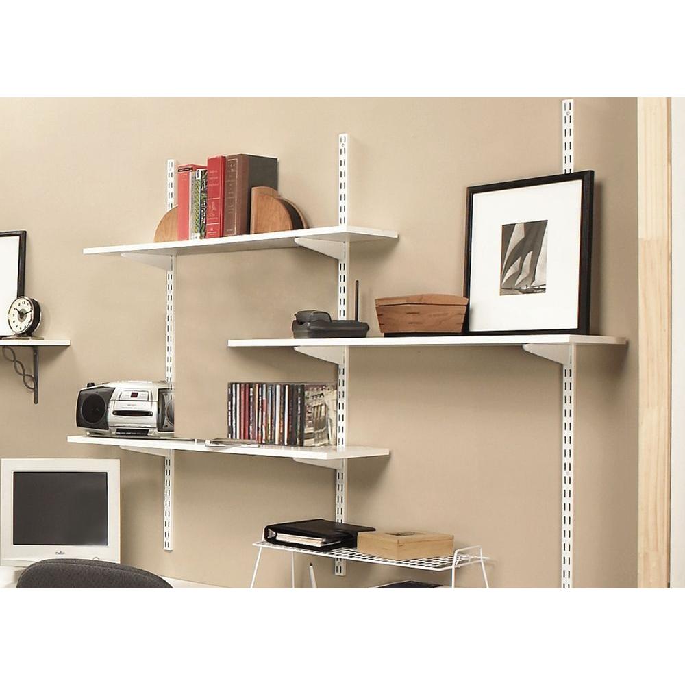 Rubbermaid 70 In White Twin Track Upright For Wood Or Wire Shelving Fg4b8900wht The Home Depot