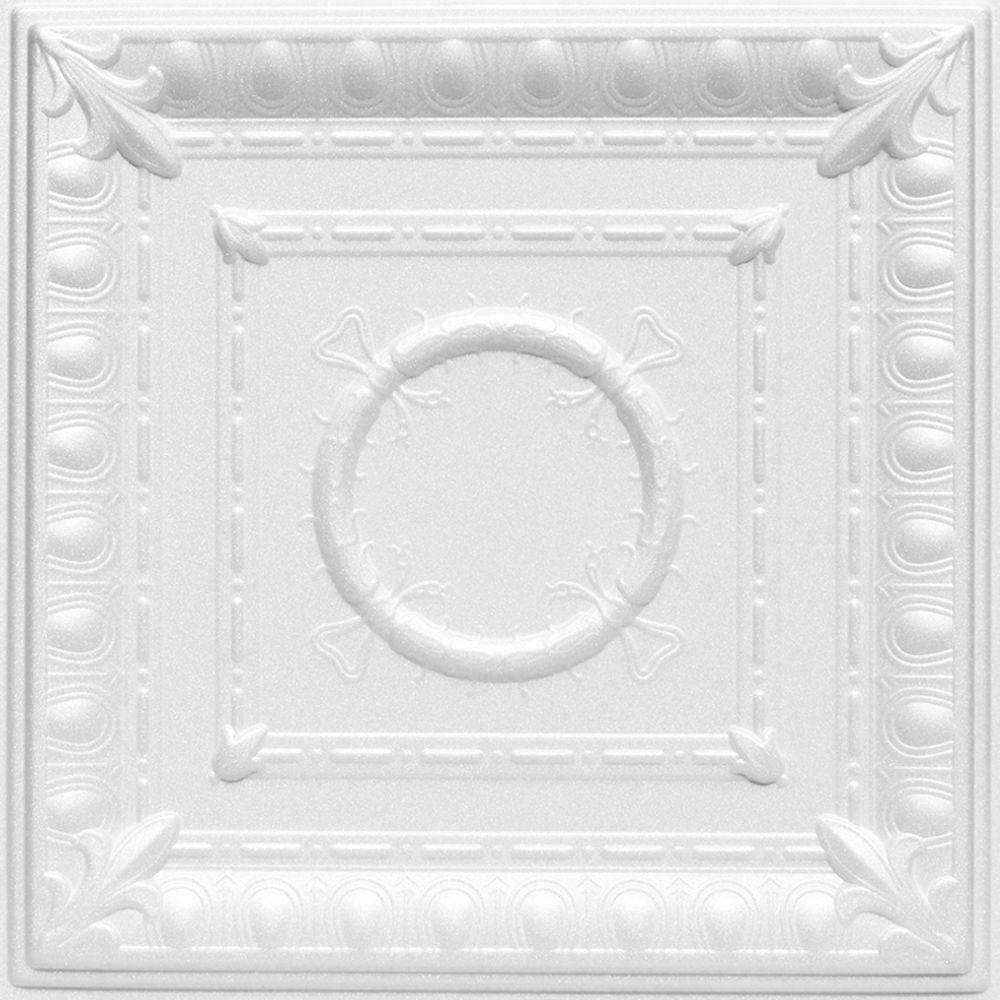 Romanesque 1 6 Ft X 1 6 Ft Foam Glue Up Ceiling Tile In Plain White 21 6 Sq Ft Case