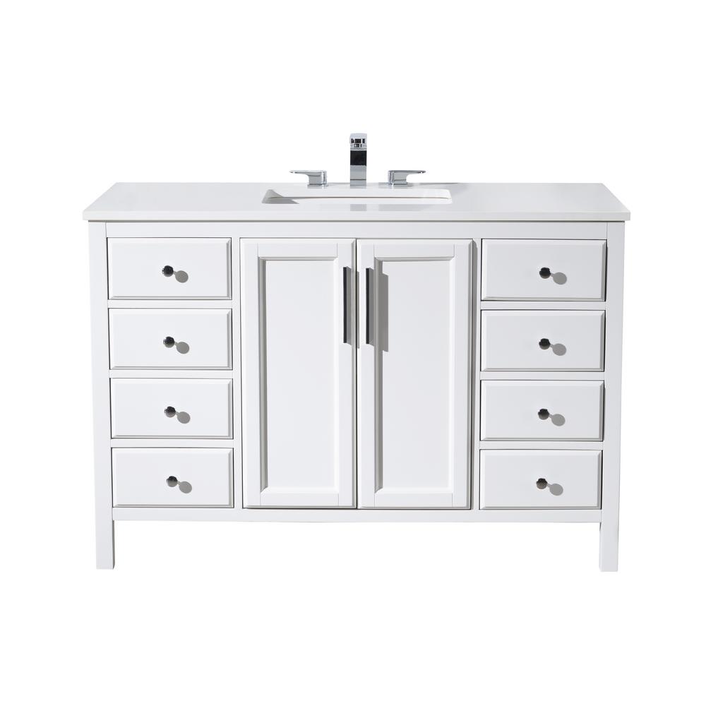 stufurhome Emily 49 in. W x 22 in. D x 33.5 in. H Vanity in White with ...