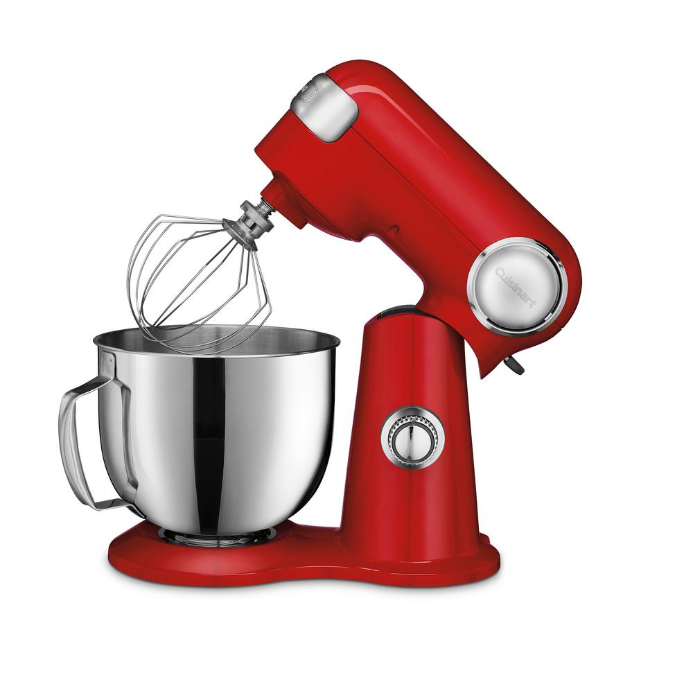Cuisinart 5.5 Qt. 12Speed Red Stand Mixer with Mixing Paddle, Whisk and Dough Hook Attachments
