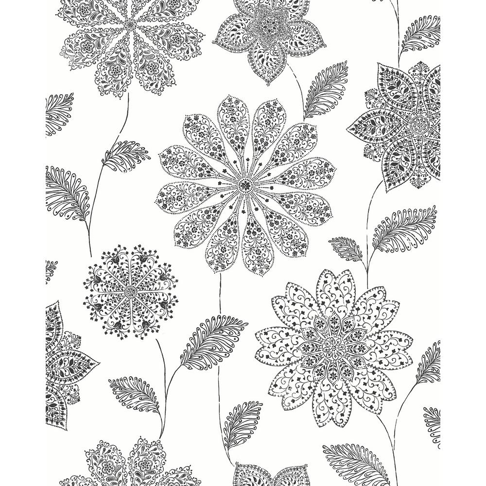 A-Street Panache Black Floral Wallpaper