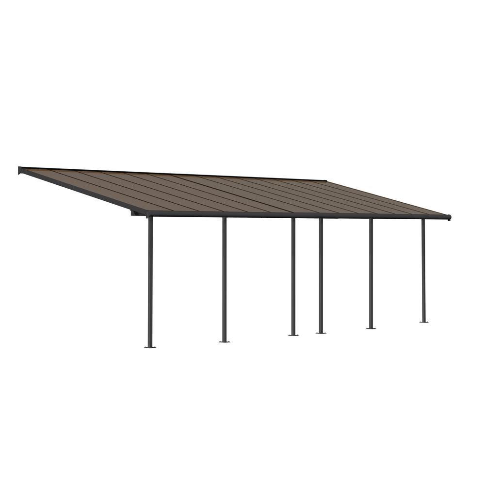 Palram Sierra 10 ft. x 10 ft. Gray/Bronze Patio Cover Awning705327 The Home Depot