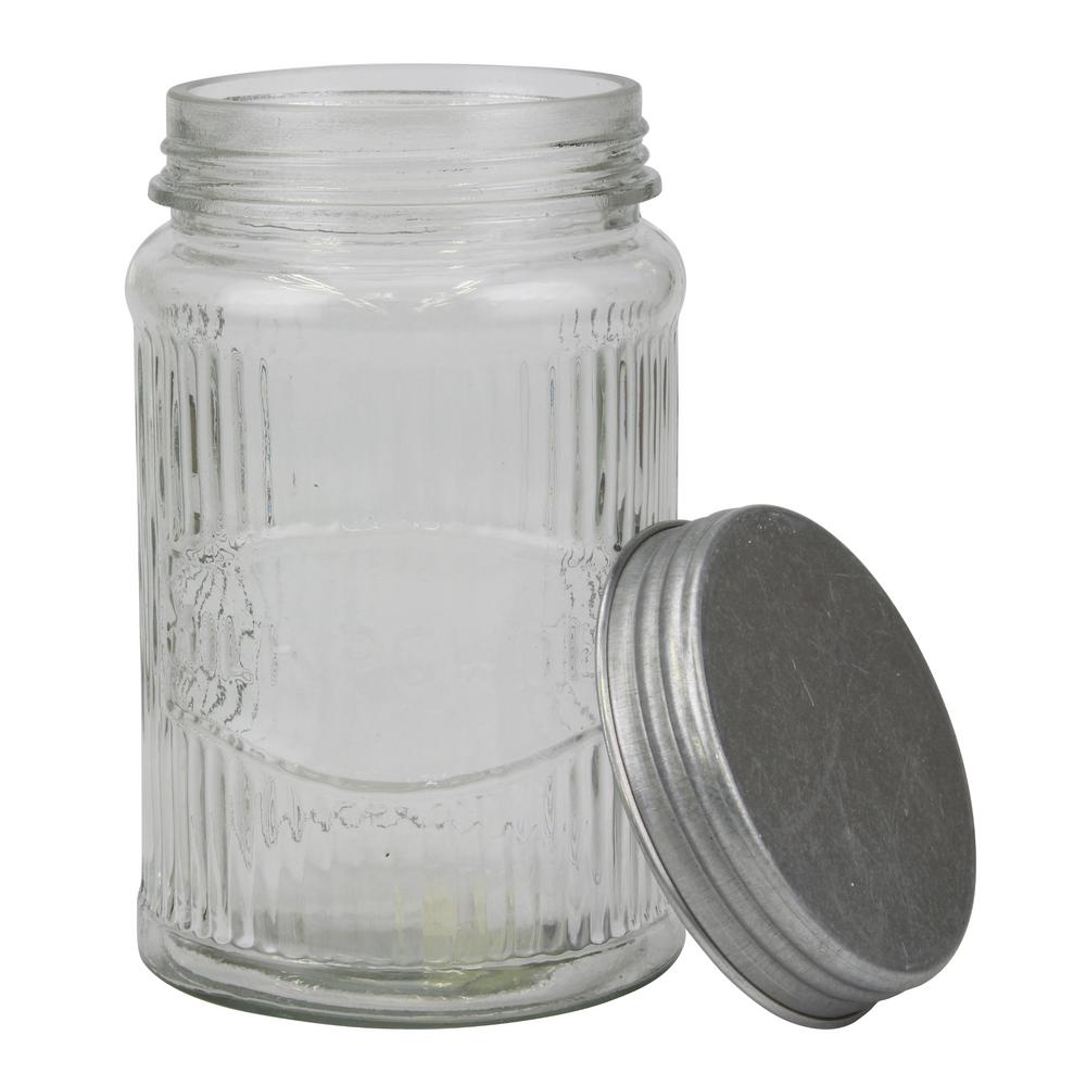 Stonebriar Collection Clear Pressed Glass Milk Powder Jar With