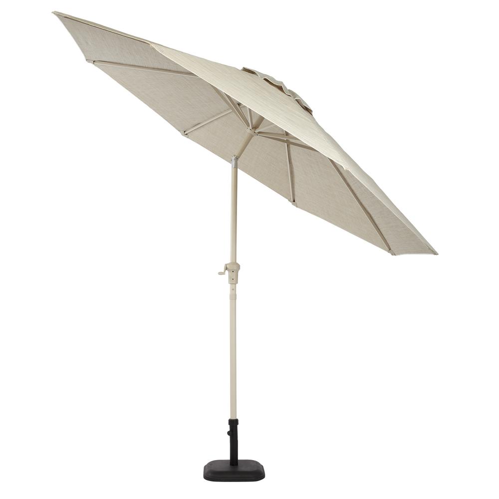 Hampton Bay Manual Tilt Patio Umbrellas Furniture The Statesville 9 Ft Aluminum Crank And Tilt Round Patio Umbrella In Dove