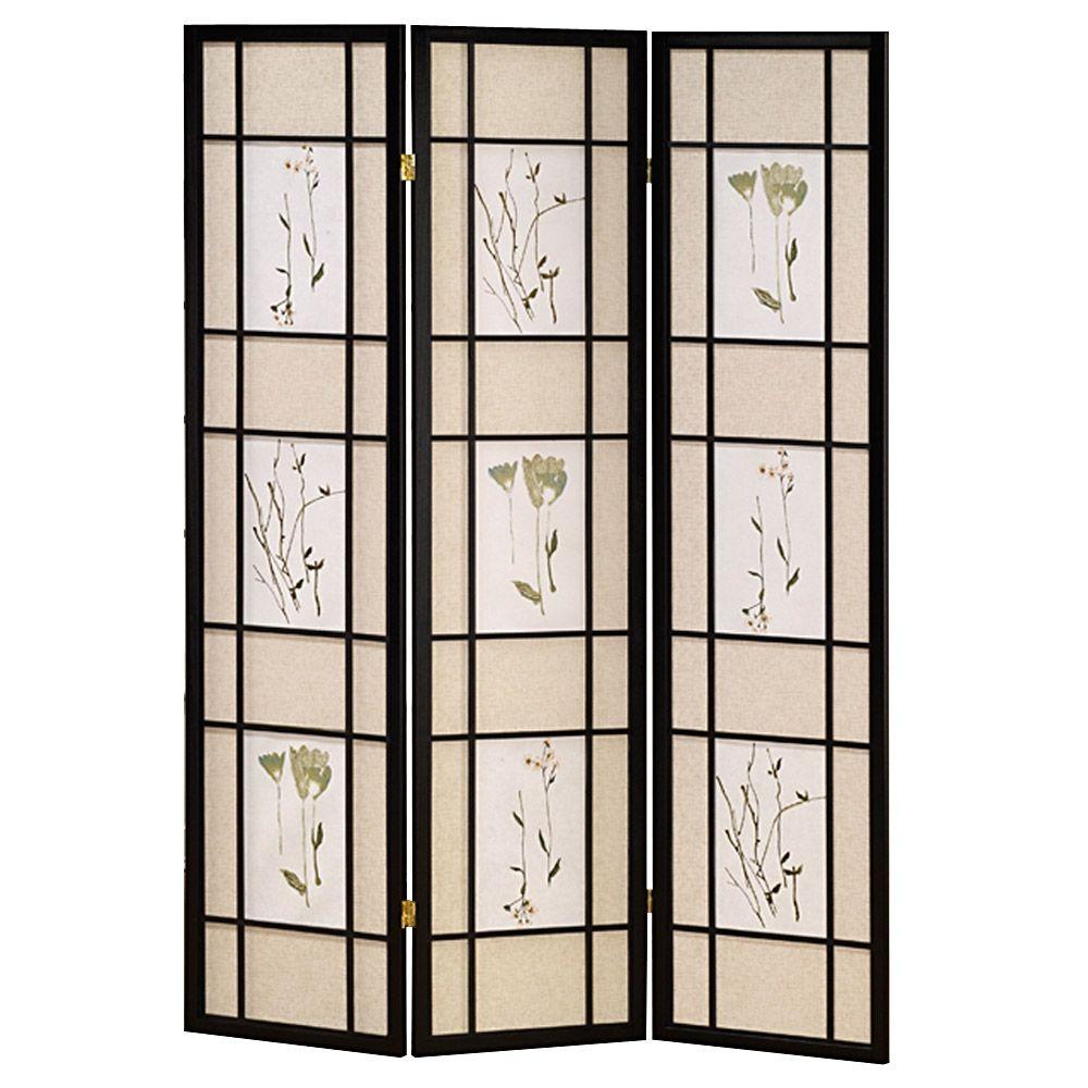 ORE INTERNATIONAL 5.83 ft. Black 3Panel Room DividerR5441 The Home