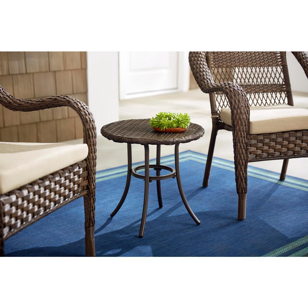 Hampton Bay 18 In Mix And Match Brown Round Metal Outdoor Patio Accent Table A210013200 The Home Depot