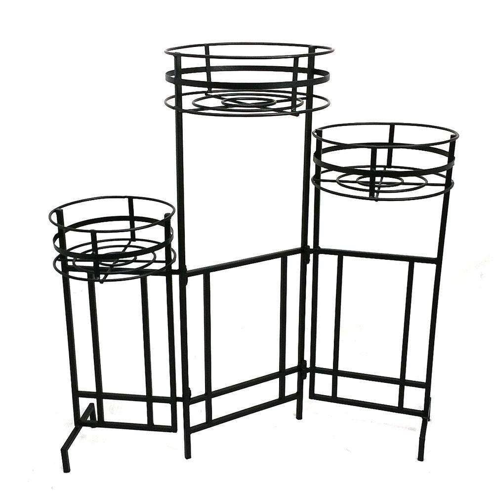 Patio Life Mission Pro 9 In Dia Black Steel 3 Tier Plant Stand Dia Black Steel 3 Tier Plant Stand
