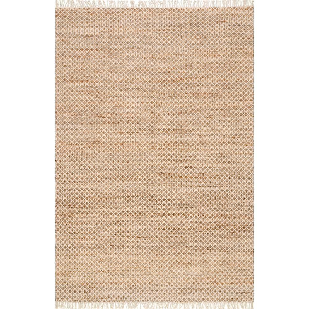 nuLOOM Sacha Trellis Tassel Jute Natural 8 ft. x 10 ft. Area Rug