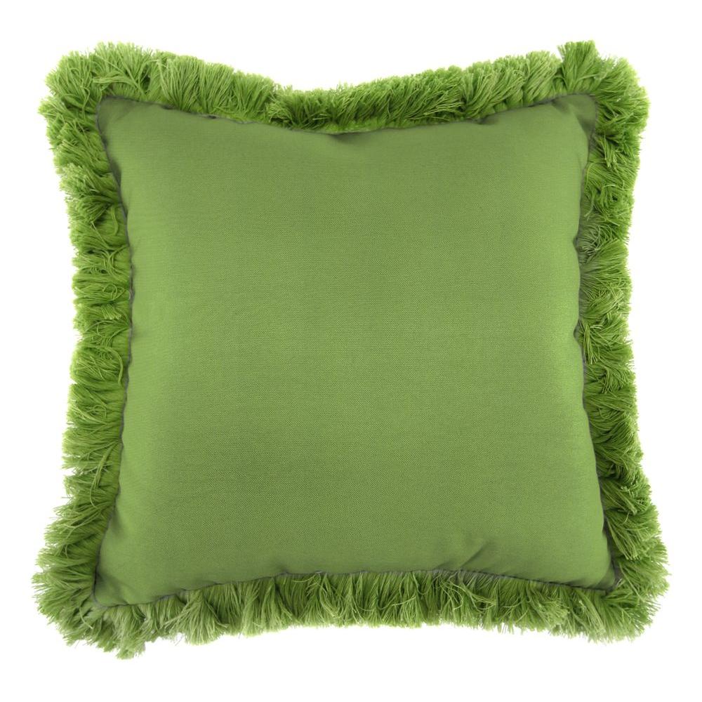 Jordan Manufacturing Sunbrella Canvas Gingko Square Outdoor Throw Jordan Manufacturing Sunbrella Canvas Gingko Square Outdoor Throw Pillow With Fringe