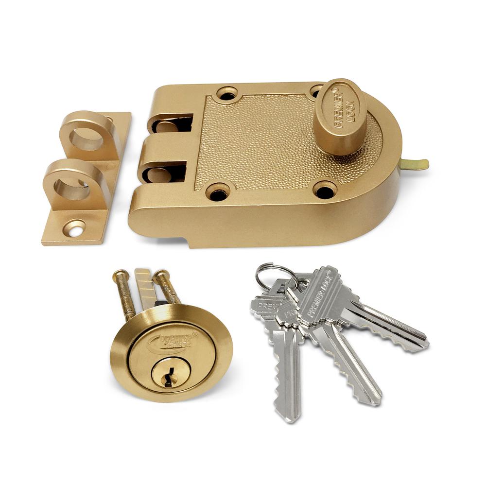 Grip Tight Tools Bronze Laquer Jimmy Proof Deadbolt Lock Combo Pack Die