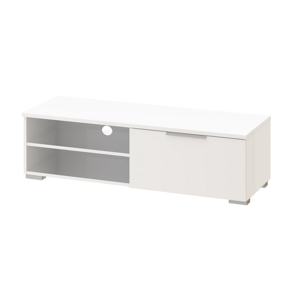 Tvilum Match White High Gloss 1 Drawer 2 Shelf Tv Stand 70066uuuu