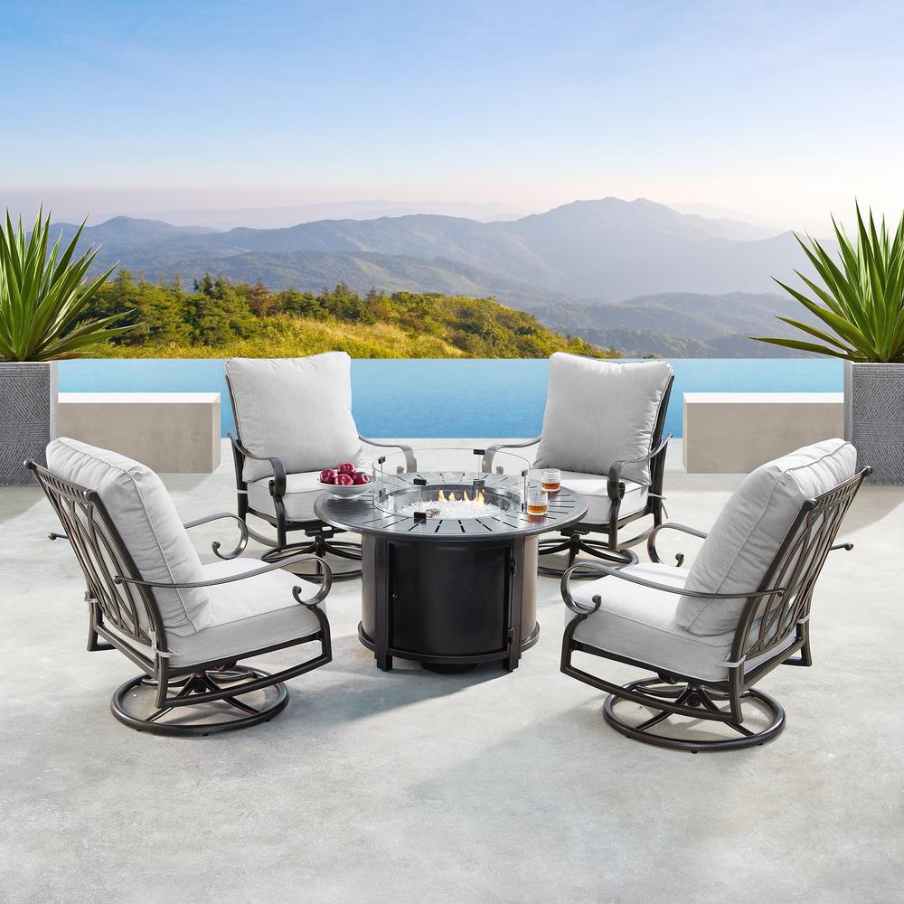 pit fire seating patio piece luxurious rica cushions copper aluminum deep antique grey light 5pc oakland nobu living ac capacity