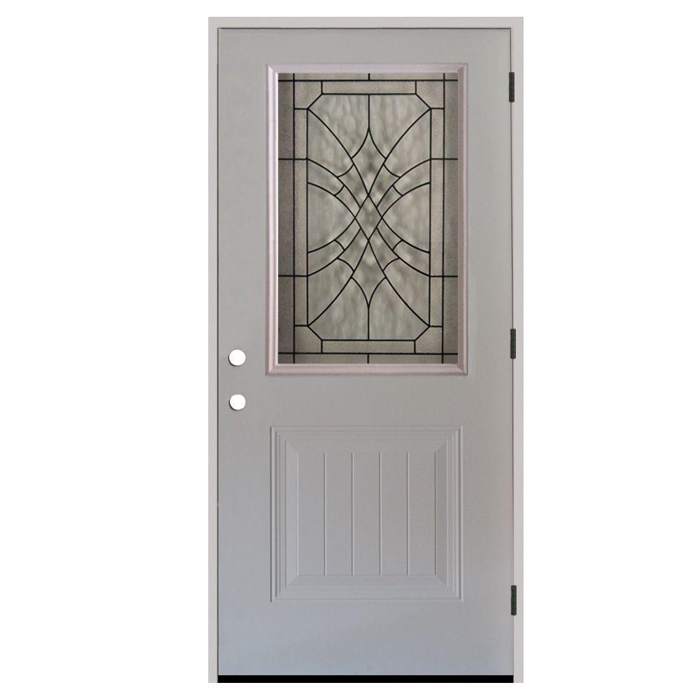 Steves & Sons 36 In. X 80 In. Webville 1/2 Lite Plank Panel Primed ...