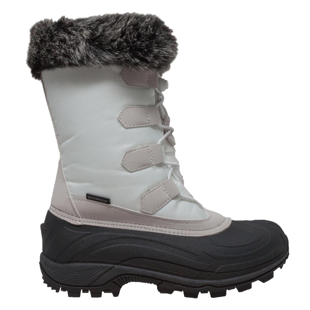 Women's Size 9 White/Black Nylon/Rubber Winter Boots-8780-WT-M090 - The ...