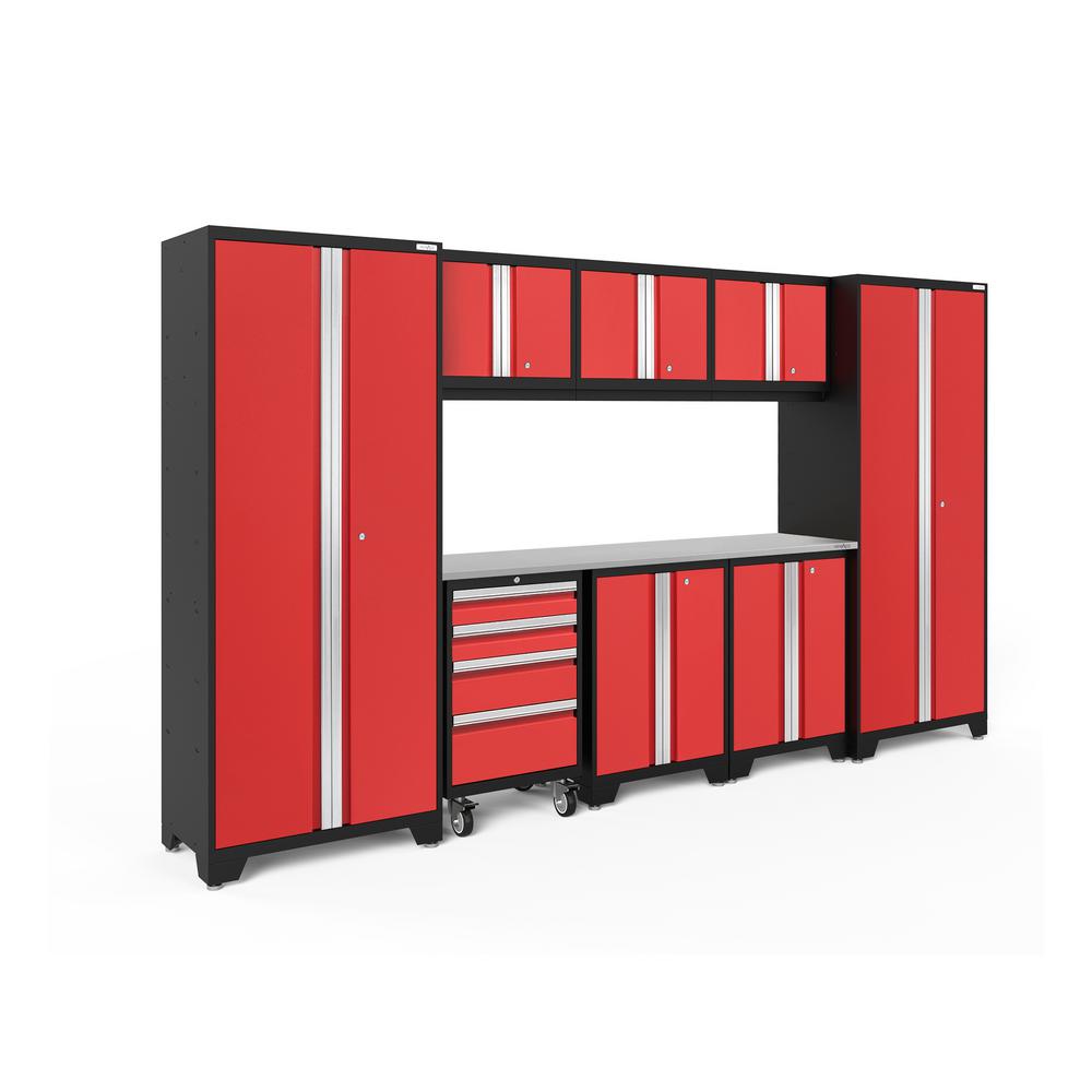 Red Garage Cabinets Storage Systems The Home Bold 3 0 77 25 In H X 132 W 18 D