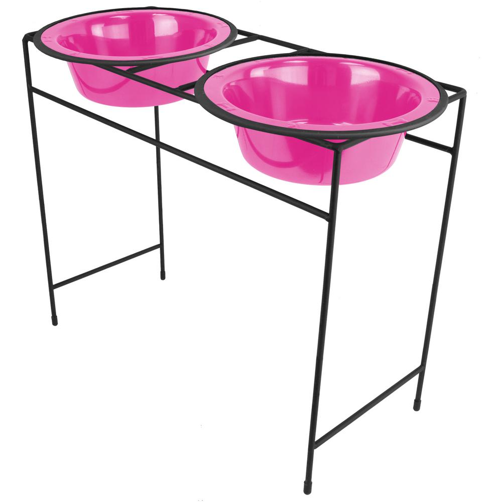 Platinum Pets 10 Cup Modern Double Diner Feeder with Dog Bowls, Black Chrome by Platinum Pets