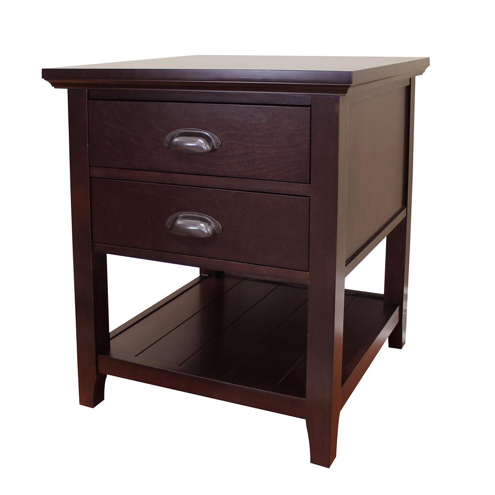 DonnieAnn Lindendale 2 Drawer Espresso End Table 705070   The Home 