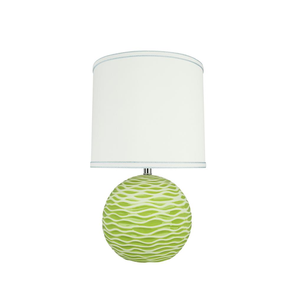 green and white lamp shade