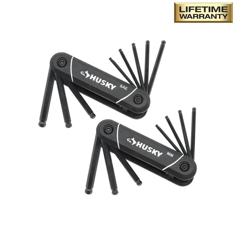 Husky SAE/MM Folding BallEnd Hex Key Set (17Piece)HBEFHKSM17PC The