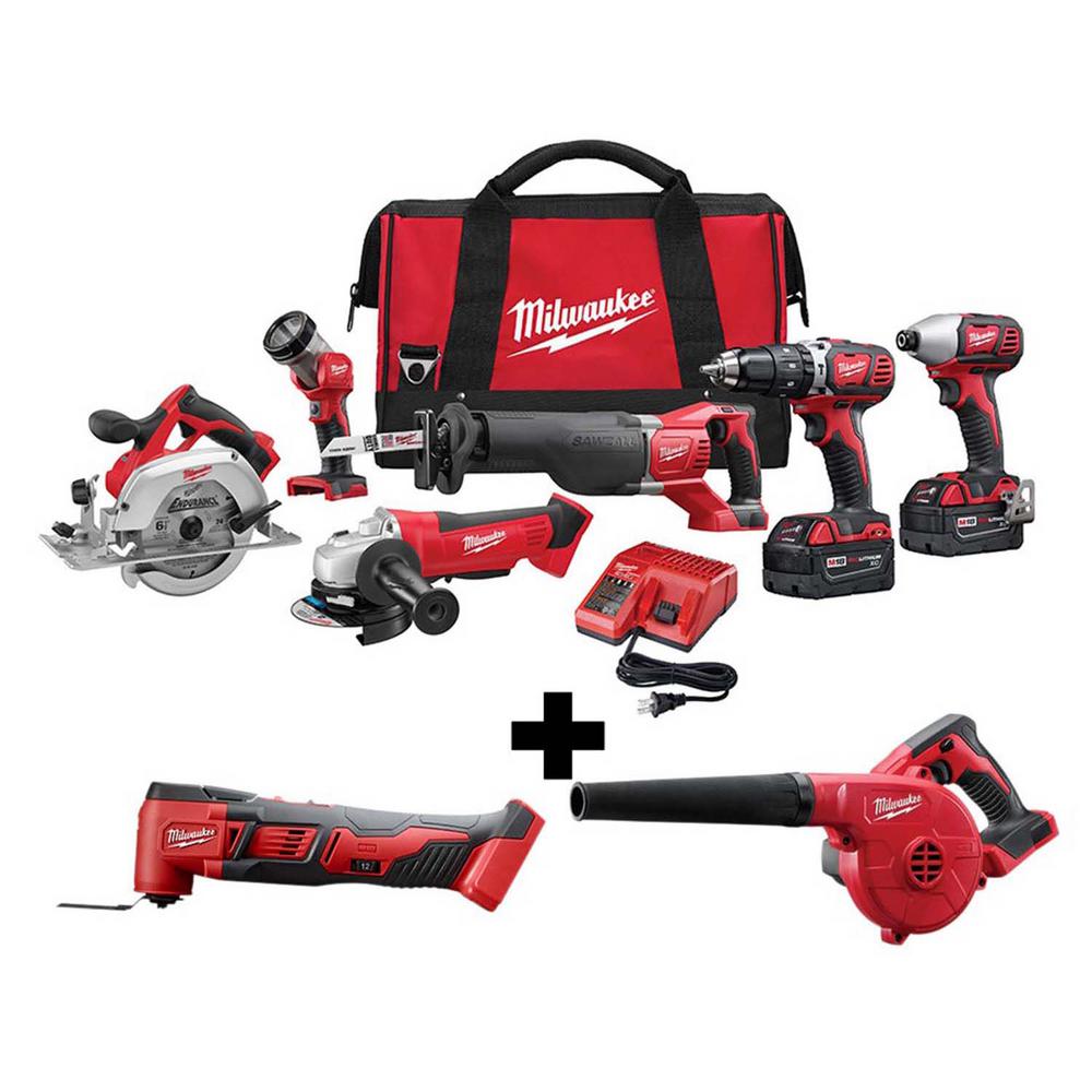 Milwaukee M18 18-Volt Lithium-Ion Cordless Combo Tool Kit (6-Tool) with ...