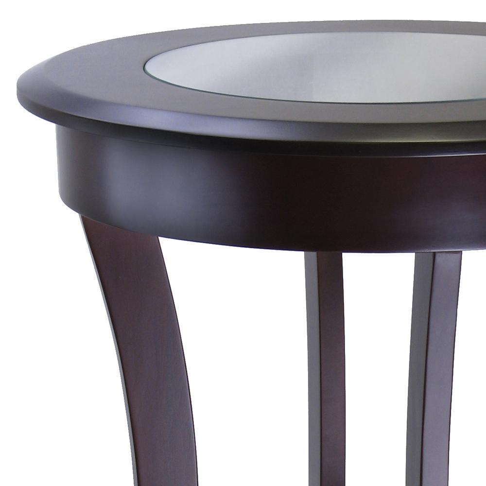 Winsome Wood Cassie Accent Table with Glass Top Cappuccino Finish