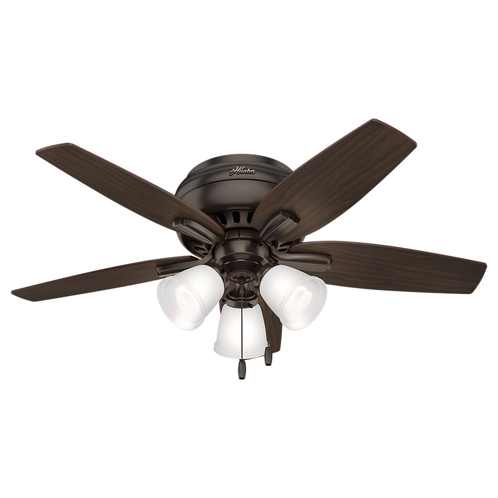 Hunter 3 Lights Flush Mount Ceiling Fans With Newsome 42 In Indoor Low Profile Premier Bronze Ceiling Fan With 3 Light Kit