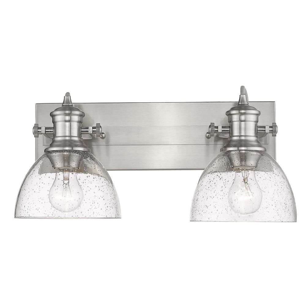 Golden Lighting Hines 2 Light Pewter With Seeded Gl Bath Vanity Golden Lighting Hines 2 Light Pewter With Seeded Gl Bath Vanity