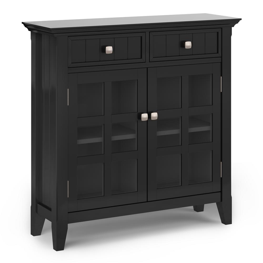 Simpli Home Brunswick 36 In W Black Solid Wood Rustic Entryway Hallway   Black Simpli Home Office Storage Cabinets Bmaca47 Bl 64 1000 