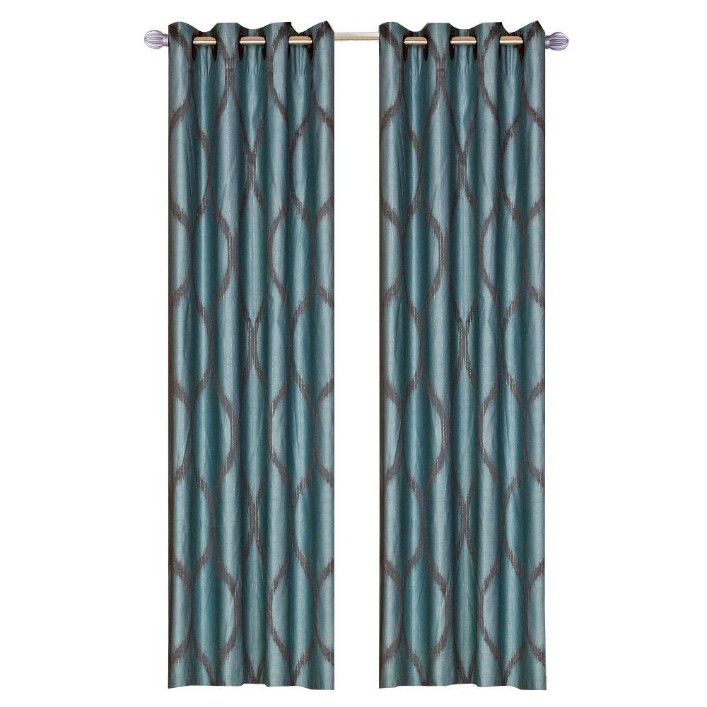 Lavish Home Blue Metallic Grommet Curtain Panel 84 In Length