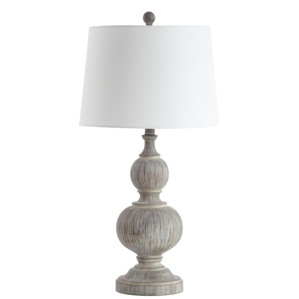 Grey Faux Wood Table Lamp 