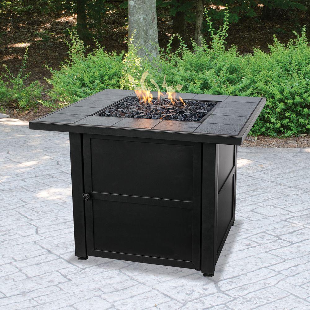 Uniflame 31 5 In W X 31 5 In D Black Slate Ceramic Tile Lp Gas