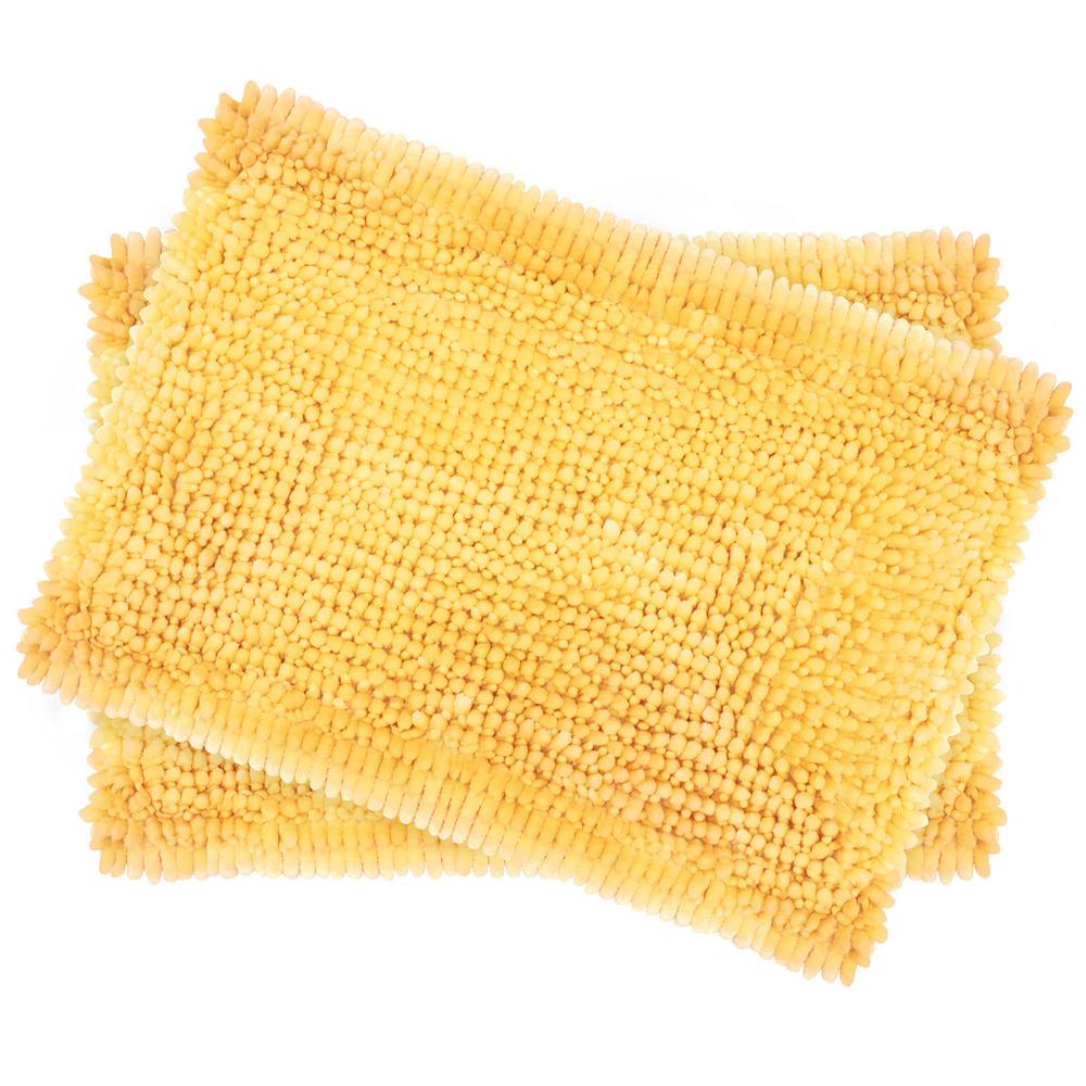Laura Ashley Butter Chenille 17 in. x 24 in. 2Piece Bath Mat Set in