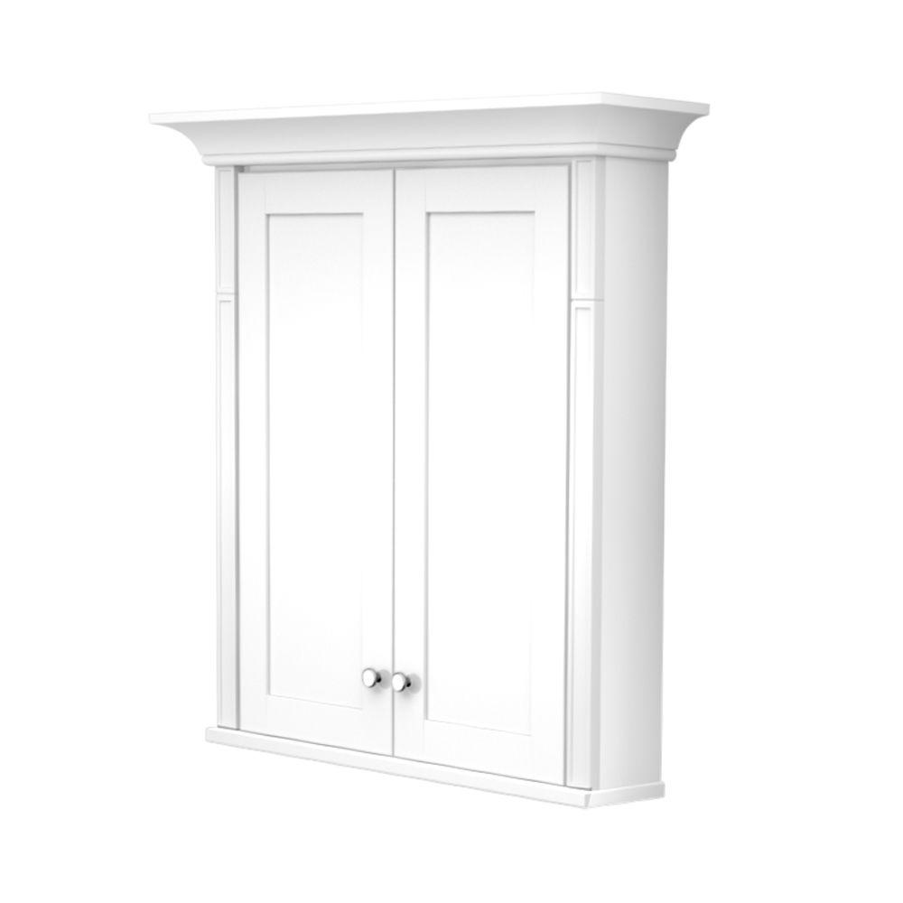 Kraftmaid 27 In W X 30 In H X 4 5 8 In D Bathroom Storage Wall Cabinet With Decorative Accents In Dove White Vw270430 S3 7131sn The Home Depot