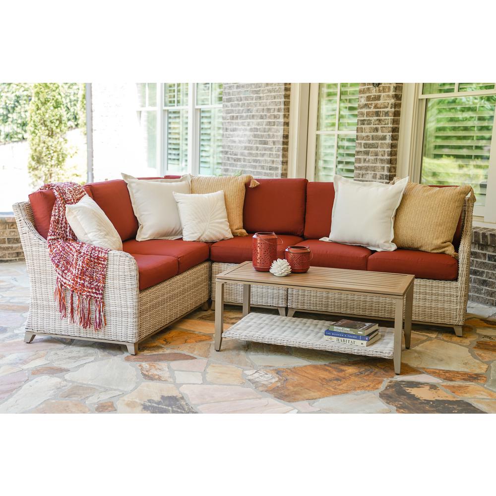 Leisure Made Hampton 5Piece Wicker Outdoor Sectional with Red Cushions