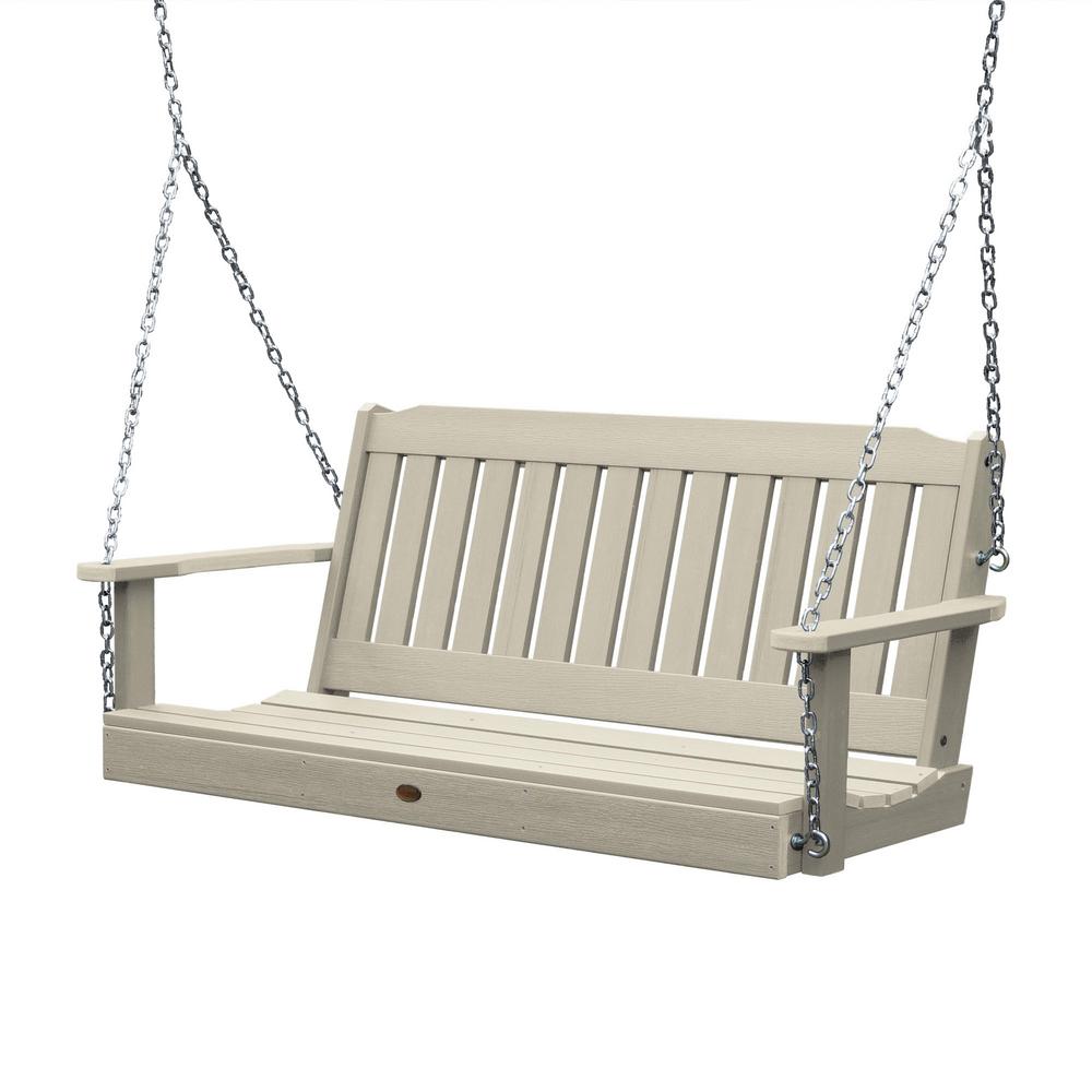 Highwood Lehigh 48 In 2 Person Whitewash Recycled Plastic Porch Swing