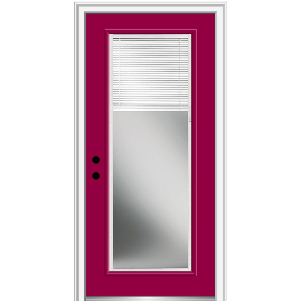 Mmi Door 36 In X 80 Internal Blinds Low E Glass Right Hand Full Lite Clear Painted Fiberglass Smooth Prehung Front