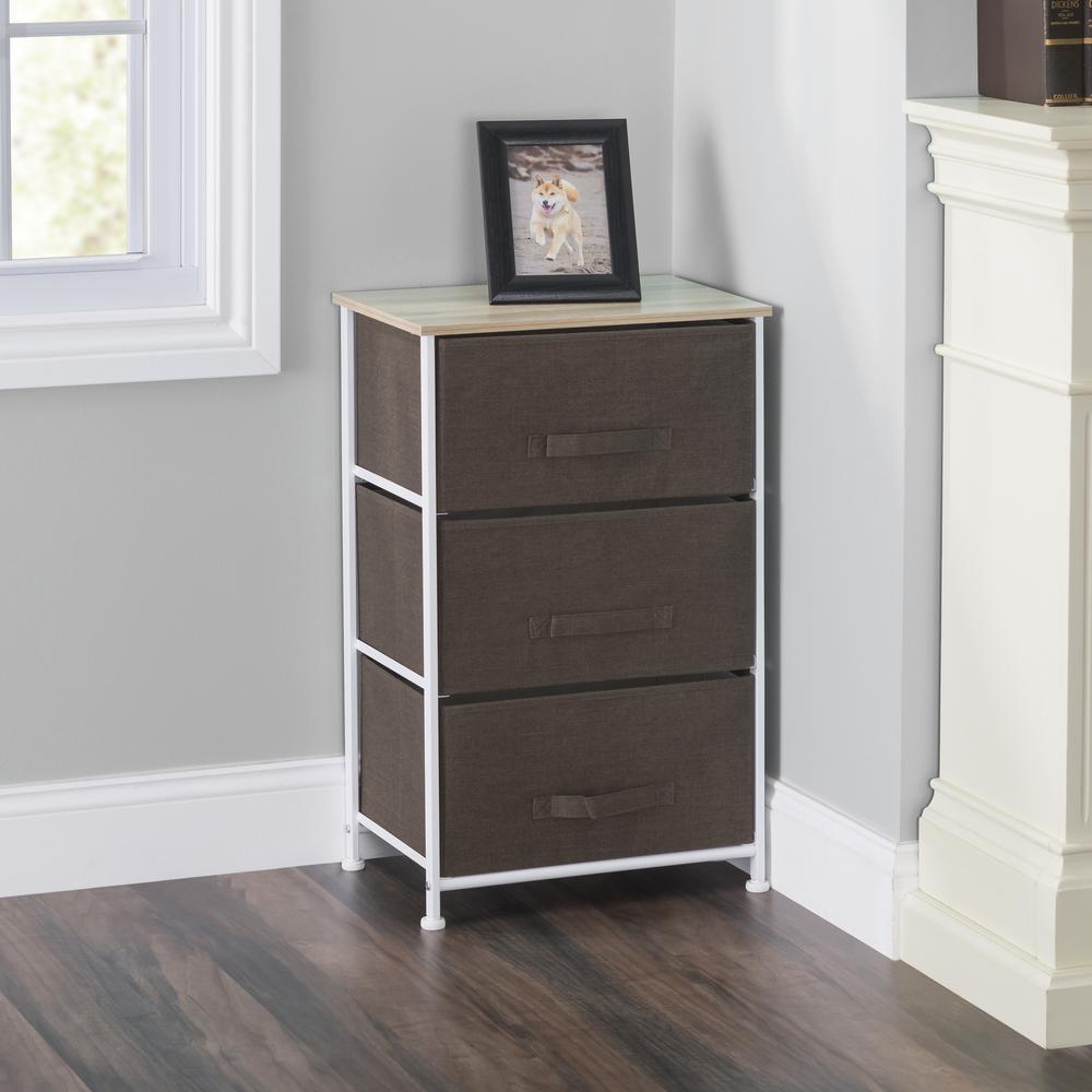 3 Tier Non Woven Fabric Drawer Cart In Brown Hdc55782 The Home Depot