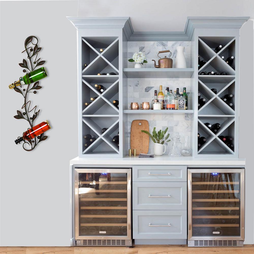 Bronze Metal Leaf Style Wall Wine Holder