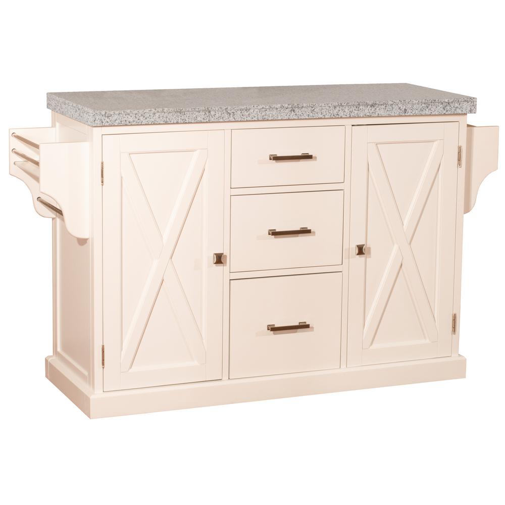 Hillsdale Furniture Brigham White Kitchen Island with Granite Top4786