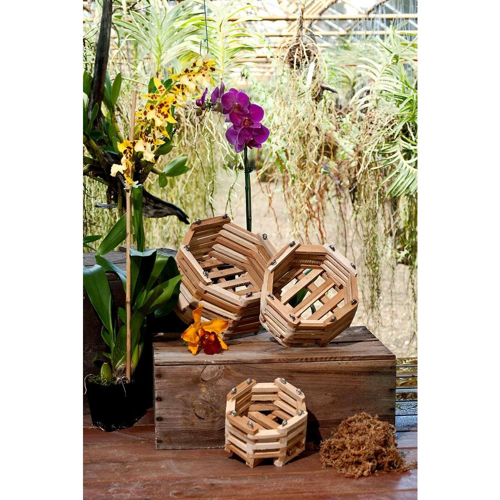 Wooden Octagon 10" Hanging Baskets (2Pcs) Outdoor Orchid Holder Garden