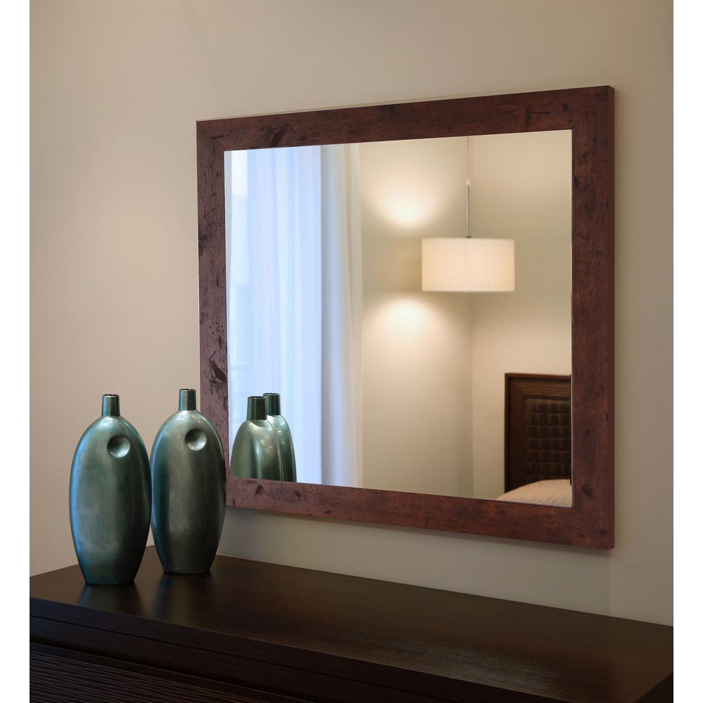 60 In X 21 Rustic Dark Walnut Non Beveled Vanity Wall Mirror